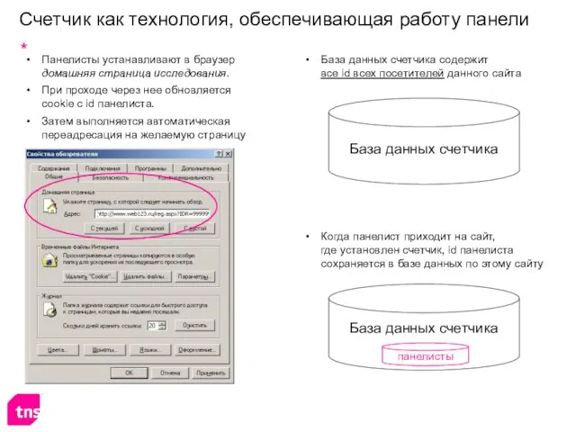 Счетчик как технология, обеспечивающая работу панели Панелисты устанавливают в браузер домашняя страница