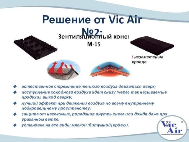 Вентиляционный конек М-15 Решение от Vic Air №2: естественное стремление теплого воздуха