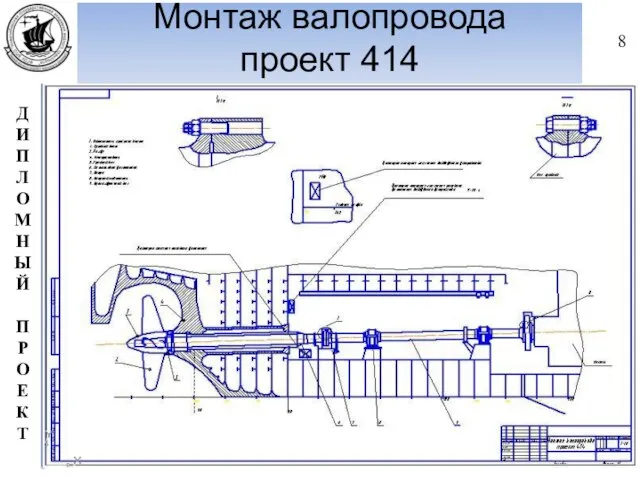 Монтаж валопровода проект 414