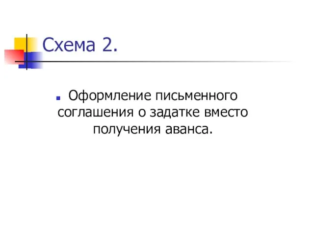 Схема 2. Оформление письменного соглашения о задатке вместо получения аванса.