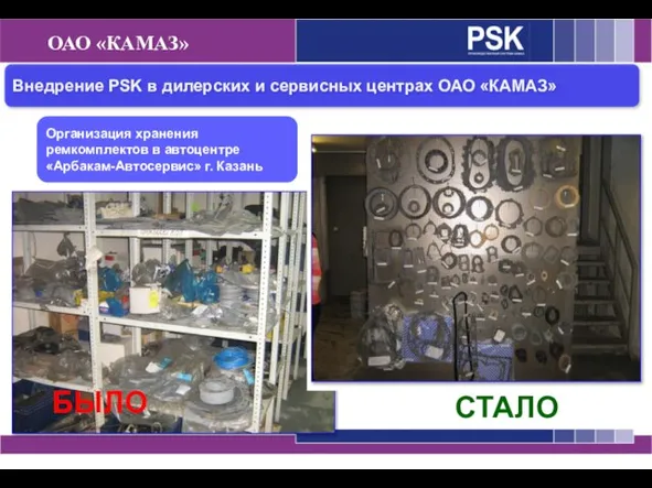 Внедрение PSK в дилерских и сервисных центрах ОАО «КАМАЗ» ОАО «КАМАЗ» Организация