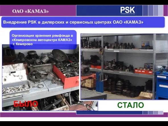 Внедрение PSK в дилерских и сервисных центрах ОАО «КАМАЗ» ОАО «КАМАЗ» Организация