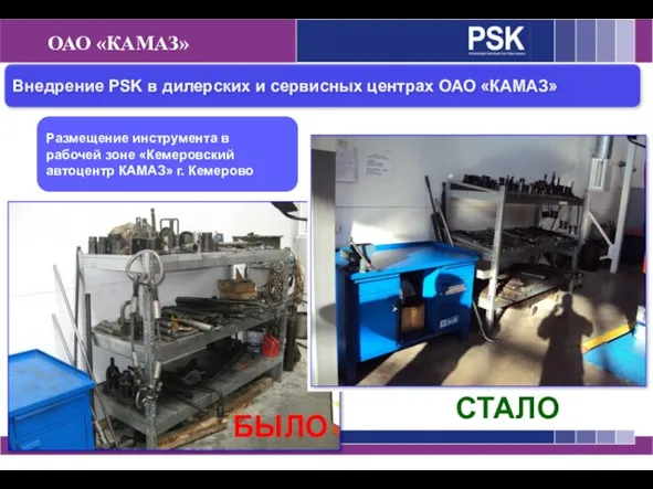 Внедрение PSK в дилерских и сервисных центрах ОАО «КАМАЗ» ОАО «КАМАЗ» Размещение