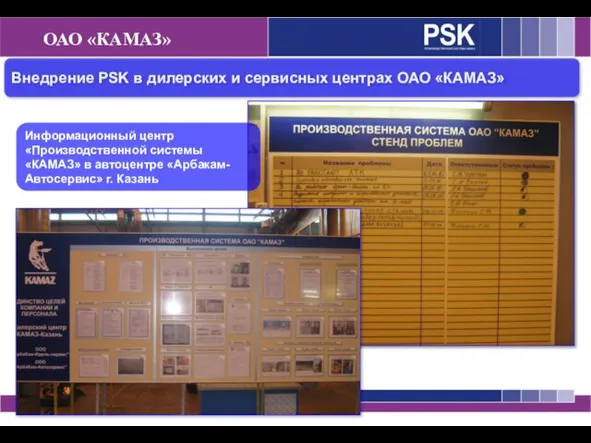 Внедрение PSK в дилерских и сервисных центрах ОАО «КАМАЗ» ОАО «КАМАЗ» Информационный