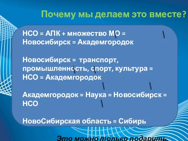 Почему мы делаем это вместе? НСО = АПК + множество МО =