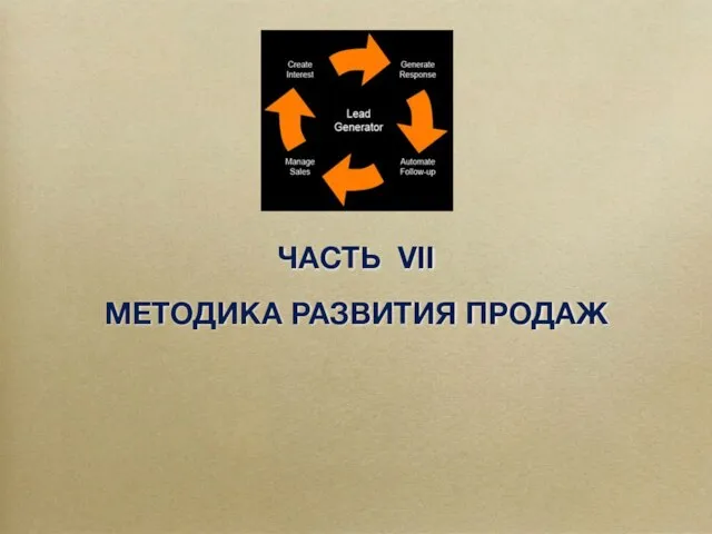 ЧАСТЬ VII МЕТОДИКА РАЗВИТИЯ ПРОДАЖ