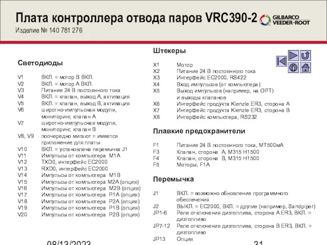 08/13/2023 Плата контроллера отвода паров VRC390-2 Изделие № 140 781 276 Светодиоды