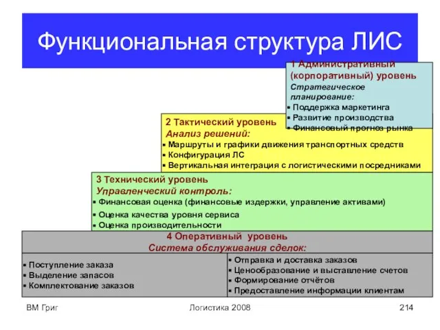 ВМ Григ Логистика 2008 Функциональная структура ЛИС