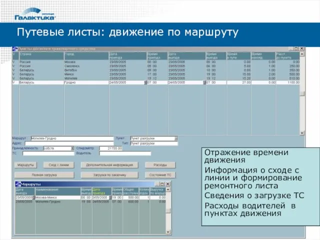 Отражение времени движения Информация о сходе с линии и формирование ремонтного листа