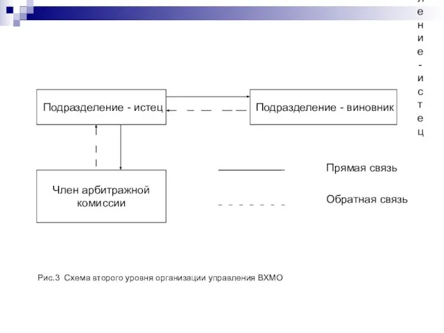 Подразделение - истец Прямая связь Обратная связь Рис.3 Схема второго уровня организации