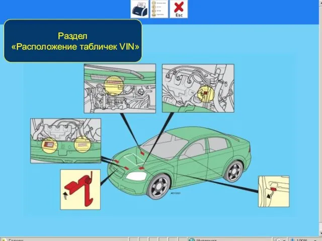 Раздел «Расположение табличек VIN»