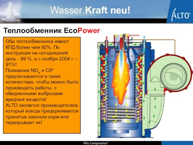 Теплообменник EcoPower Оба теплообменника имеют КПД более чем 92%. По инструкции на