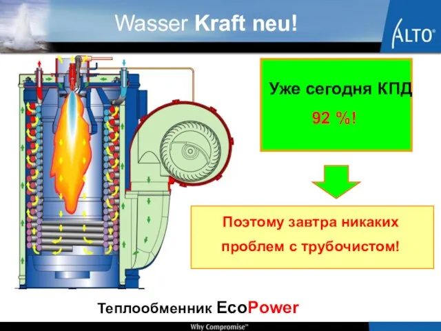 Теплообменник EcoPower Уже сегодня КПД 92 %! Поэтому завтра никаких проблем с трубочистом!