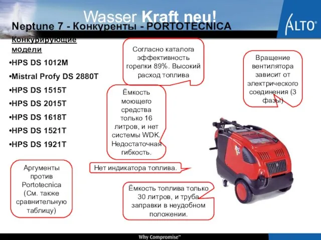 Neptune 7 - Конкуренты - PORTOTECNICA Конкурирующие модели HPS DS 1012M Mistral