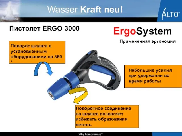 Пистолет ERGO 3000 Небольшие усилия при удержании во время работы ErgoSystem Примененная эргономия