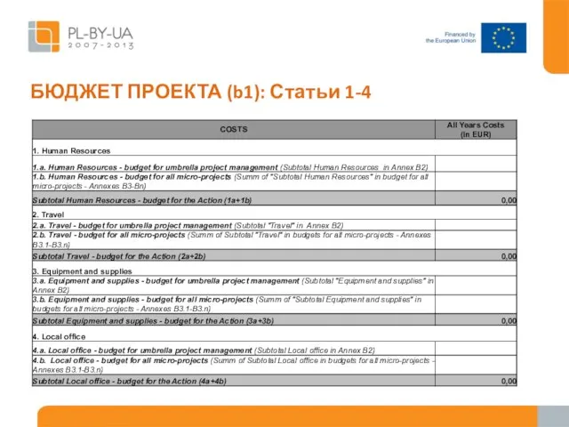 БЮДЖЕТ ПРОЕКТА (b1): Статьи 1-4