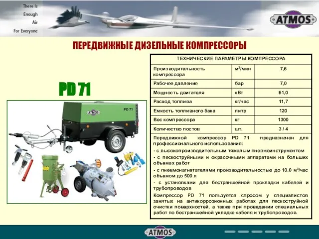 ПЕРЕДВИЖНЫЕ ДИЗЕЛЬНЫЕ КОМПРЕССОРЫ PD 71