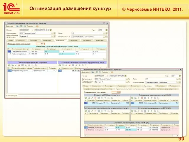 Оптимизация размещения культур © Черноземье ИНТЕКО, 2011.