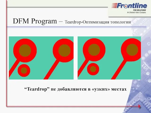 DFM Program – Teardrop-Оптимизация топологии “Teardrop” не добавляются в «узких» местах