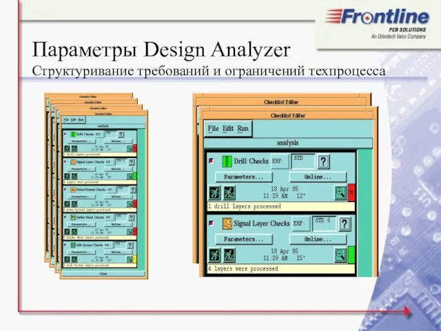 Параметры Design Analyzer Структуривание требований и ограничений техпроцесса