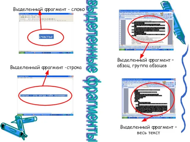 выделенные фрагменты