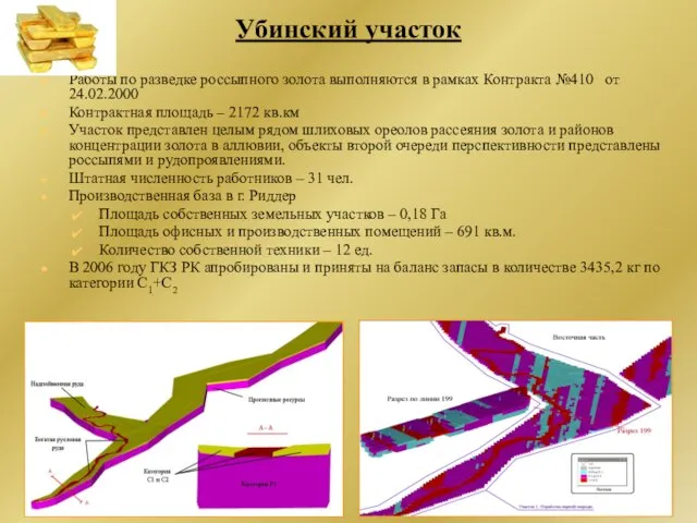 Работы по разведке россыпного золота выполняются в рамках Контракта №410 от 24.02.2000