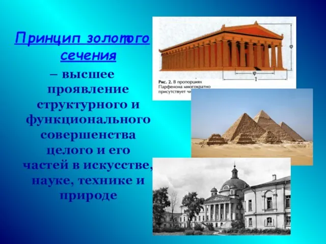 Принцип золотого сечения – высшее проявление структурного и функционального совершенства целого и