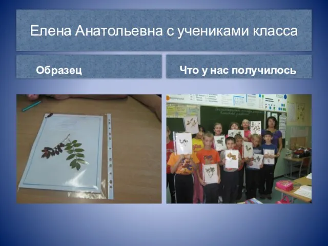 Елена Анатольевна с учениками класса Образец Что у нас получилось