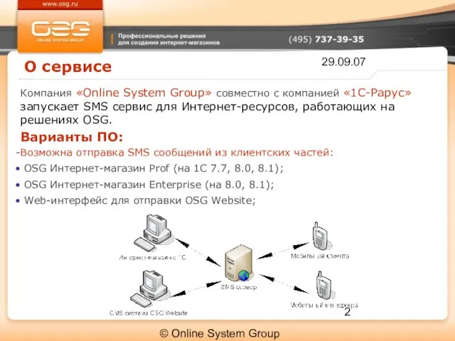 29.09.07 © Online System Group О сервисе Компания «Online System Group» совместно