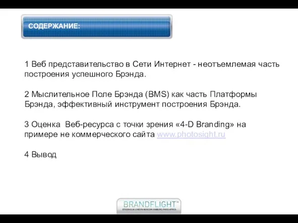 СОДЕРЖАНИЕ: 1 Веб представительство в Сети Интернет - неотъемлемая часть построения успешного