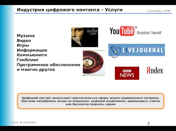 Индустрия цифрового контента - Услуги Музыка Видео Игры Информация Коммьюнити Гэмблинг Программное