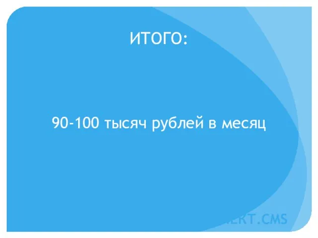 ИТОГО: АТИЛЕКТ.CMS 90-100 тысяч рублей в месяц