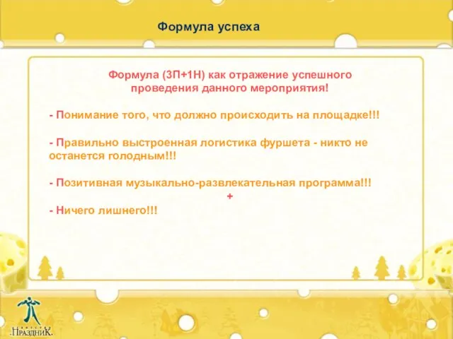 Формула успеха Формула (3П+1Н) как отражение успешного проведения данного мероприятия! - Понимание