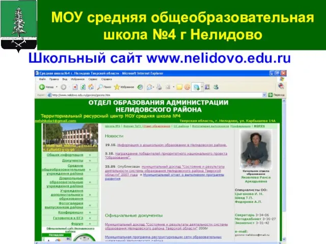 Школьный сайт www.nelidovo.edu.ru МОУ средняя общеобразовательная школа №4 г Нелидово
