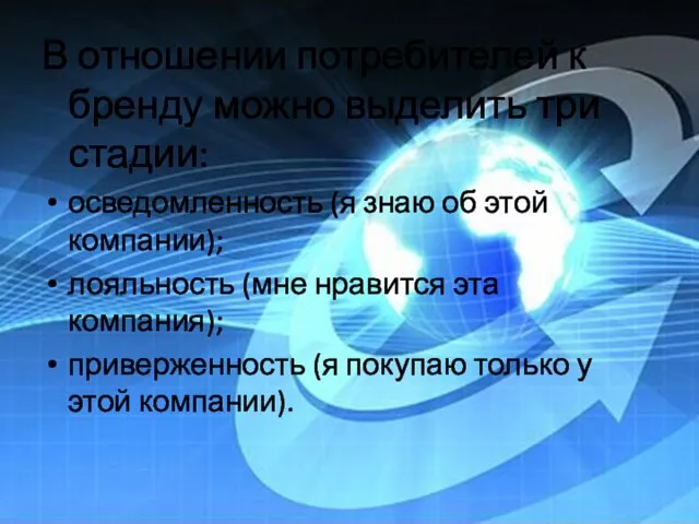 В отношении потребителей к бренду можно выделить три стадии: осведомленность (я знаю