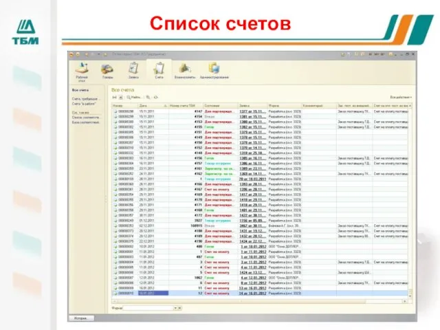 Список счетов
