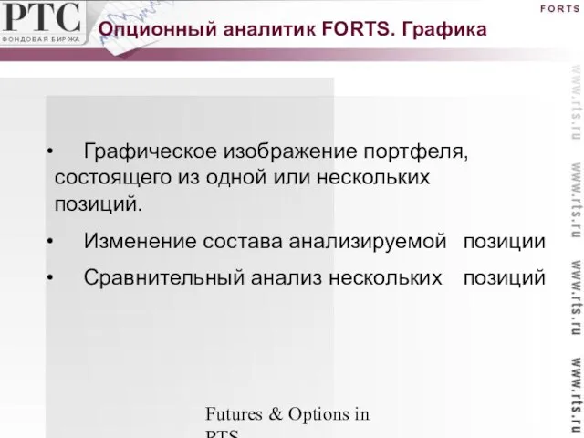 Futures & Options in RTS Опционный аналитик FORTS. Графика Графическое изображение портфеля,