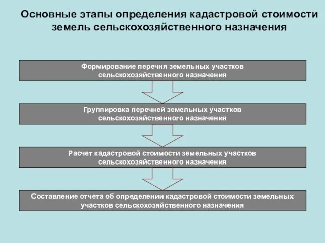 Основные этапы определения кадастровой стоимости земель сельскохозяйственного назначения Формирование перечня земельных участков