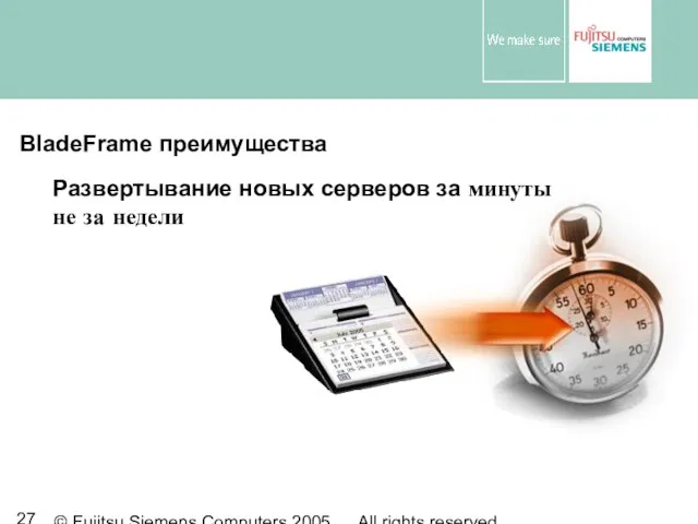 © Fujitsu Siemens Computers 2005 All rights reserved BladeFrame преимущества Развертывание новых