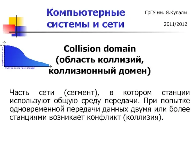 Collision domain (область коллизий, коллизионный домен) Часть сети (сегмент), в котором станции