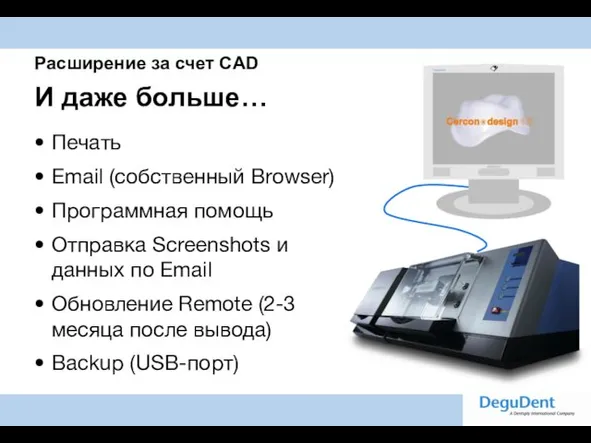 Расширение за счет CAD И даже больше… Печать Email (собственный Browser) Программная