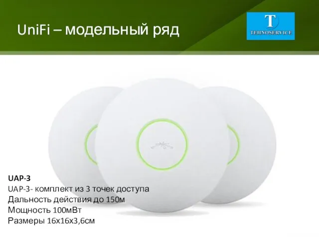 UniFi – модельный ряд UAP-3 UAP-3- комплект из 3 точек доступа Дальность