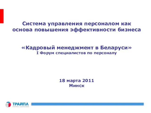 Система управления персоналом как основа повышения эффективности бизнеса «Кадровый менеджмент в Беларуси»