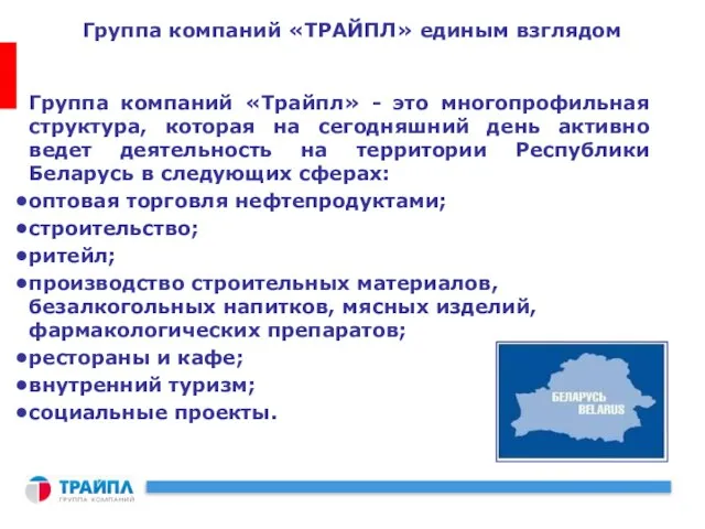 Группа компаний «ТРАЙПЛ» единым взглядом Группа компаний «Трайпл» - это многопрофильная структура,