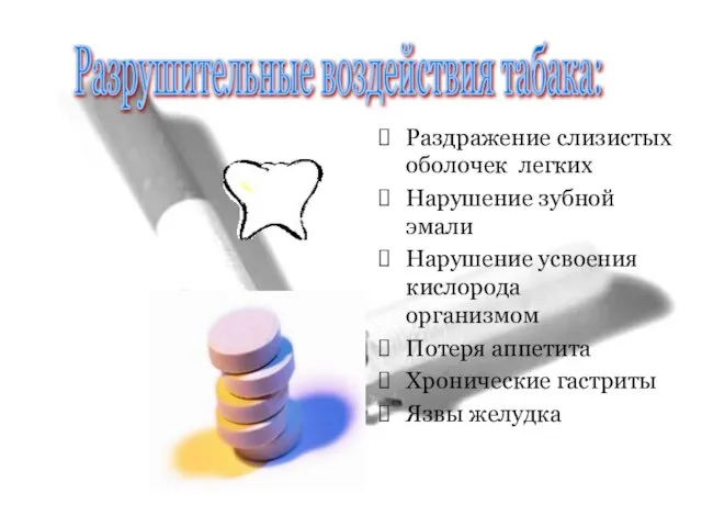 Раздражение слизистых оболочек легких Нарушение зубной эмали Нарушение усвоения кислорода организмом Потеря