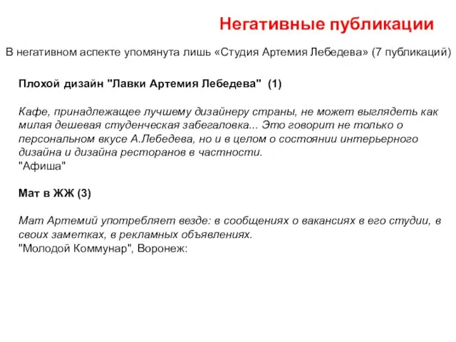 Негативные публикации Плохой дизайн "Лавки Артемия Лебедева" (1) Кафе, принадлежащее лучшему дизайнеру