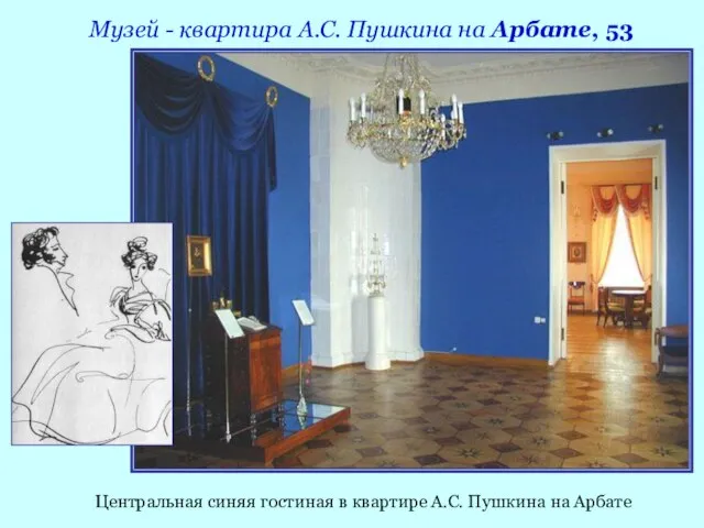 Музей - квартира А.С. Пушкина на Арбате, 53 Центральная синяя гостиная в