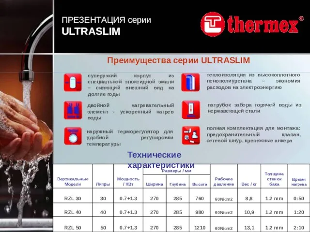 Преимущества серии ULTRASLIM суперузкий корпус из специальной эпоксидной эмали – сияющий внешний