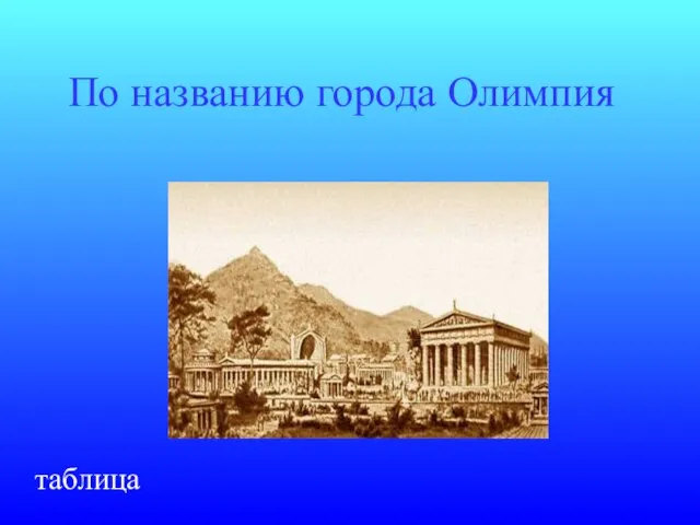 По названию города Олимпия таблица