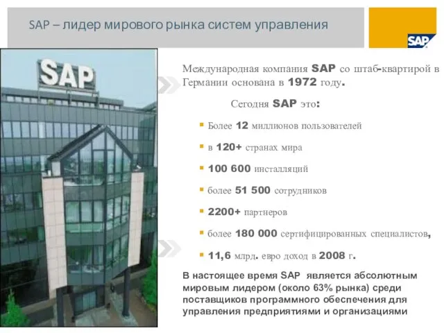 Международная компания SAP со штаб-квартирой в Германии основана в 1972 году. Сегодня